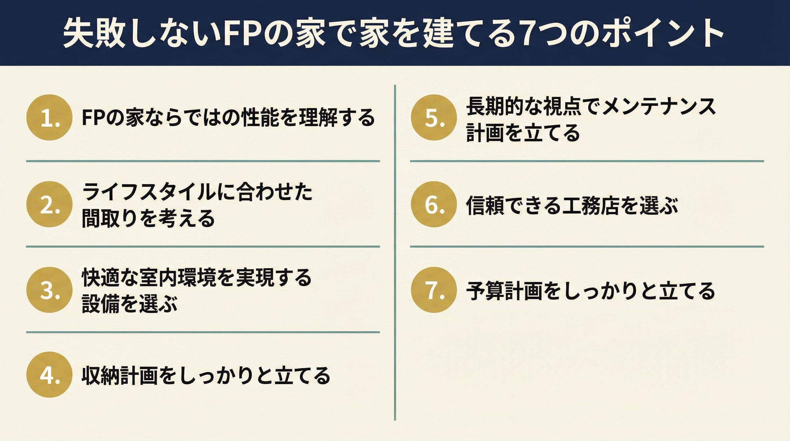 失敗しないFPの家で家を建てる7つのポイント