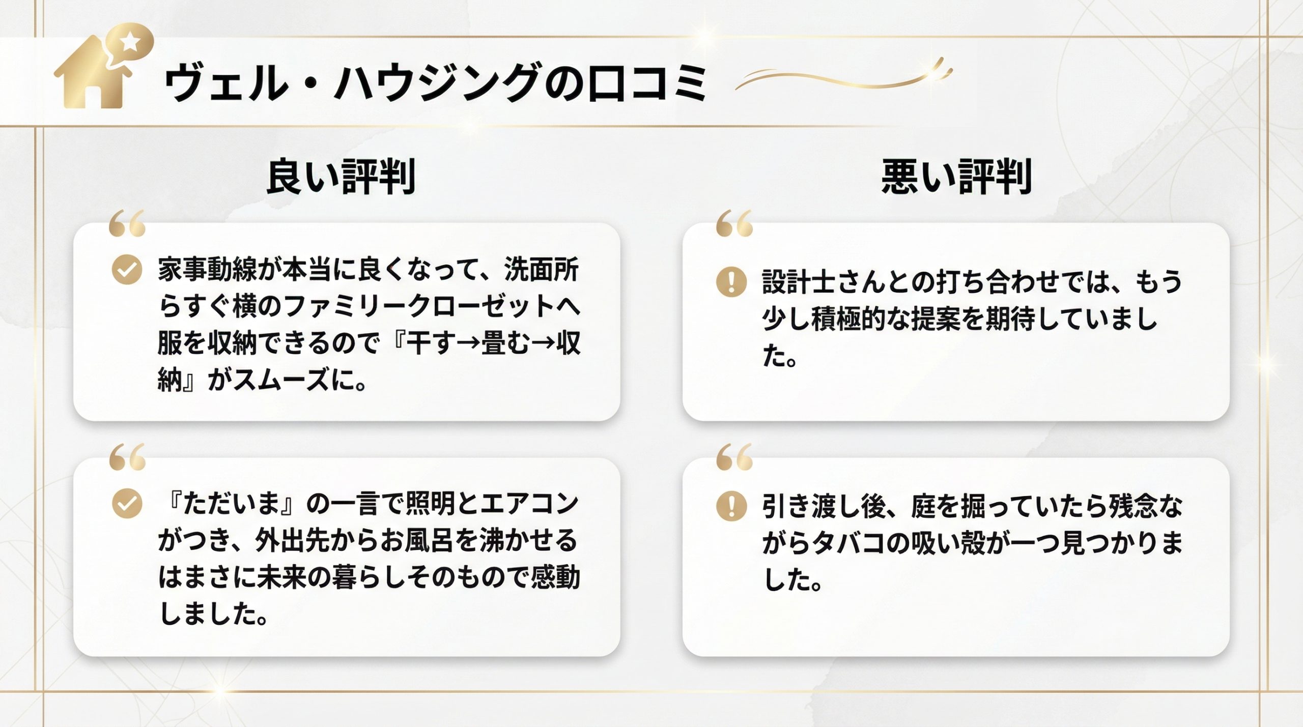 ヴェル・ハウジングの良い評判と悪い口コミ