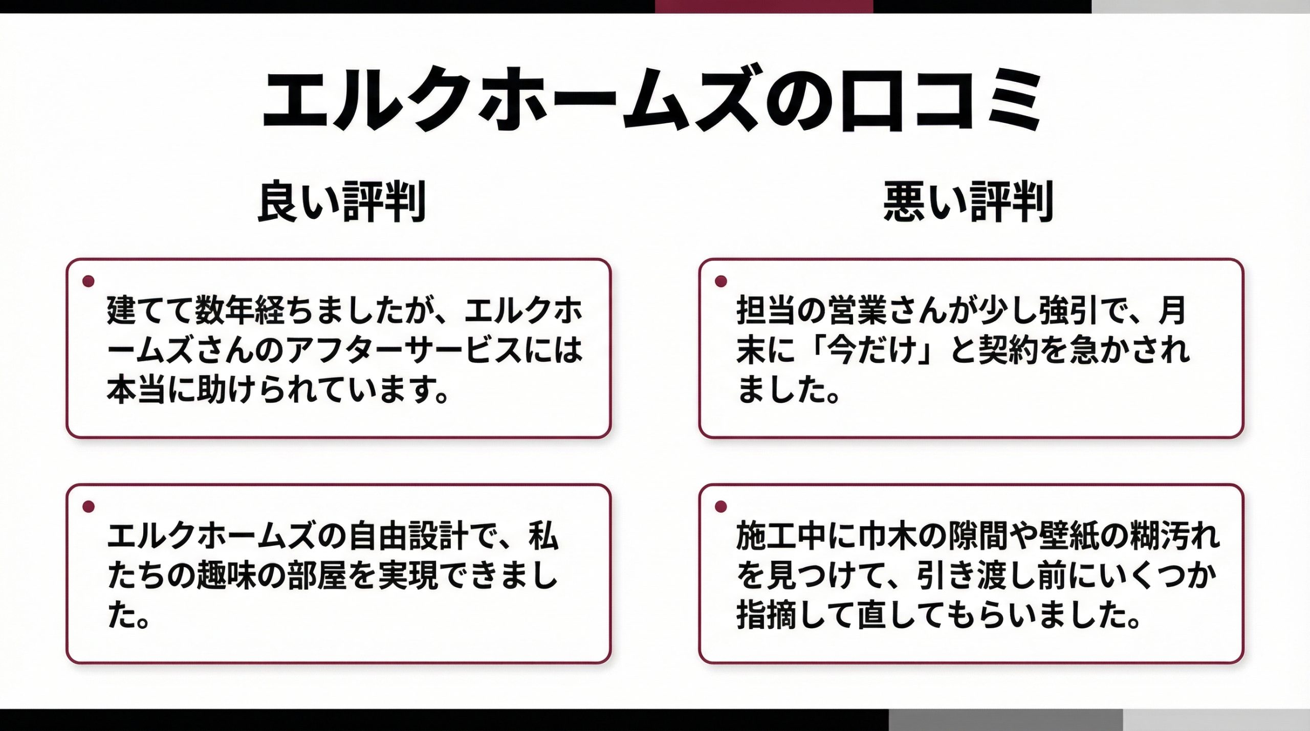 エルクホームズの良い評判と悪い口コミ