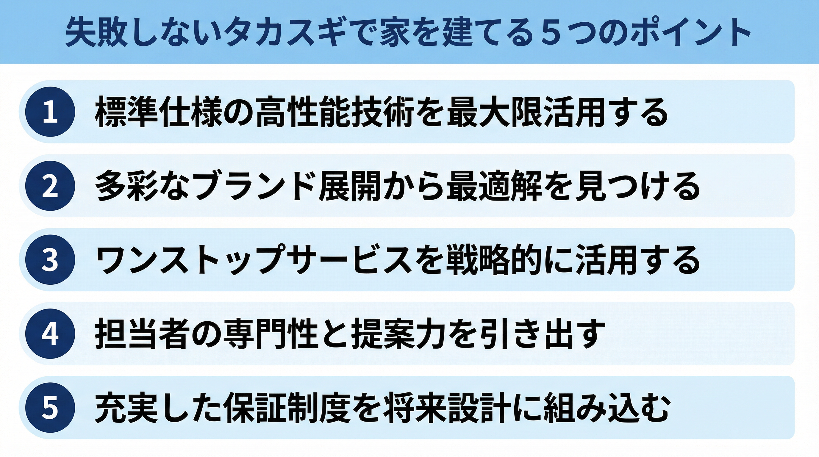 失敗しないタカスギで家を建てる5つのポイント