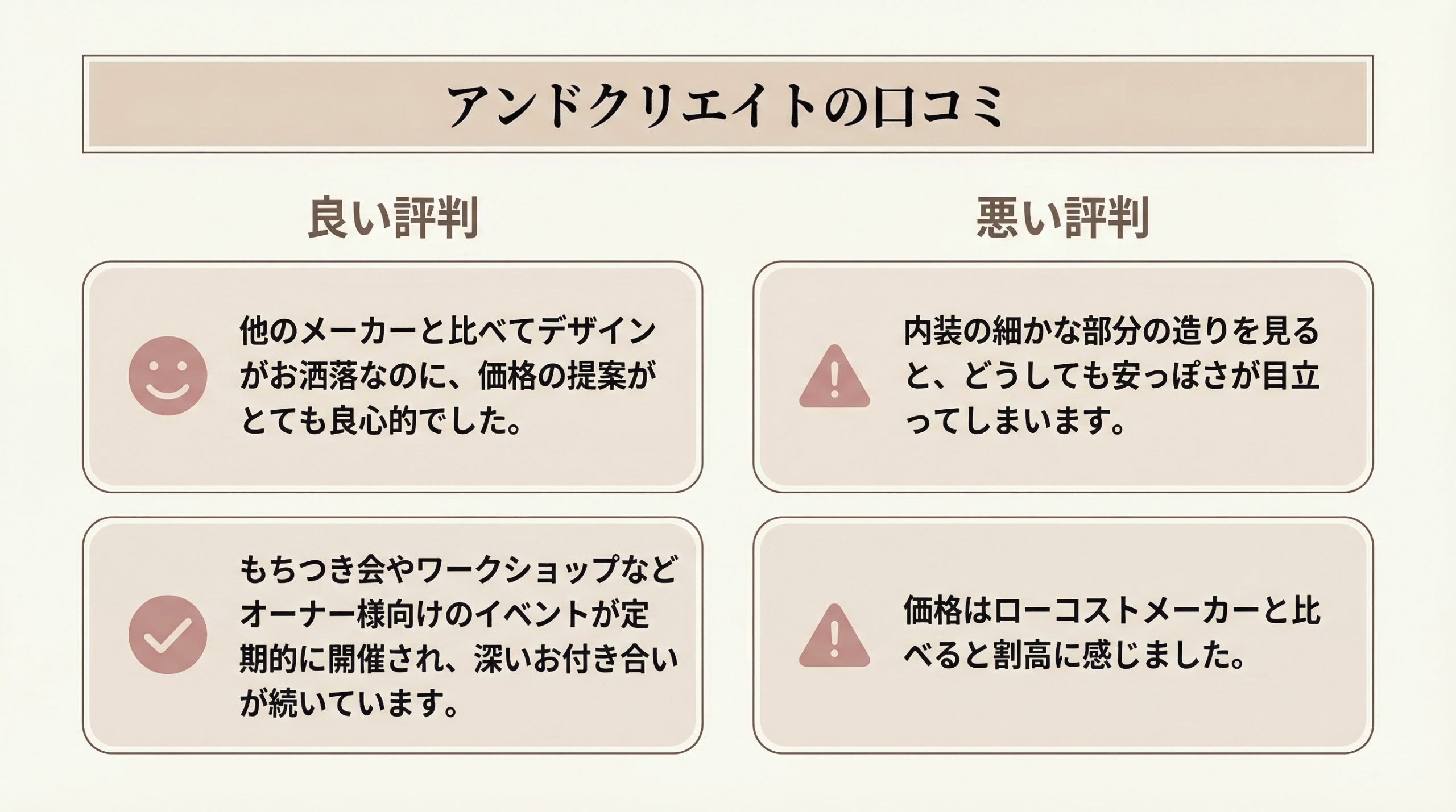 アンドクリエイトの良い評判と悪い口コミ