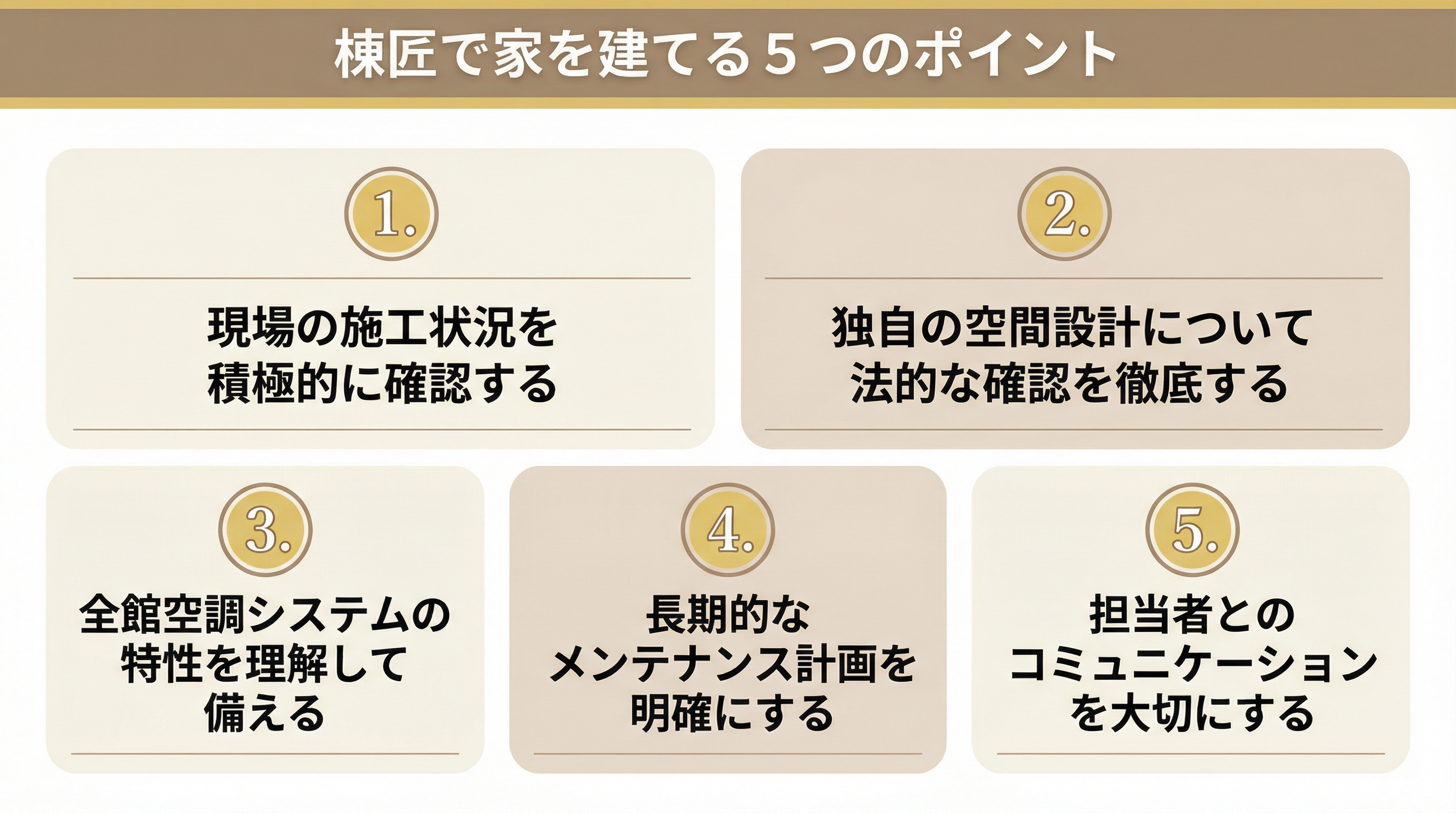 失敗しない棟匠で家を建てる5つのポイント