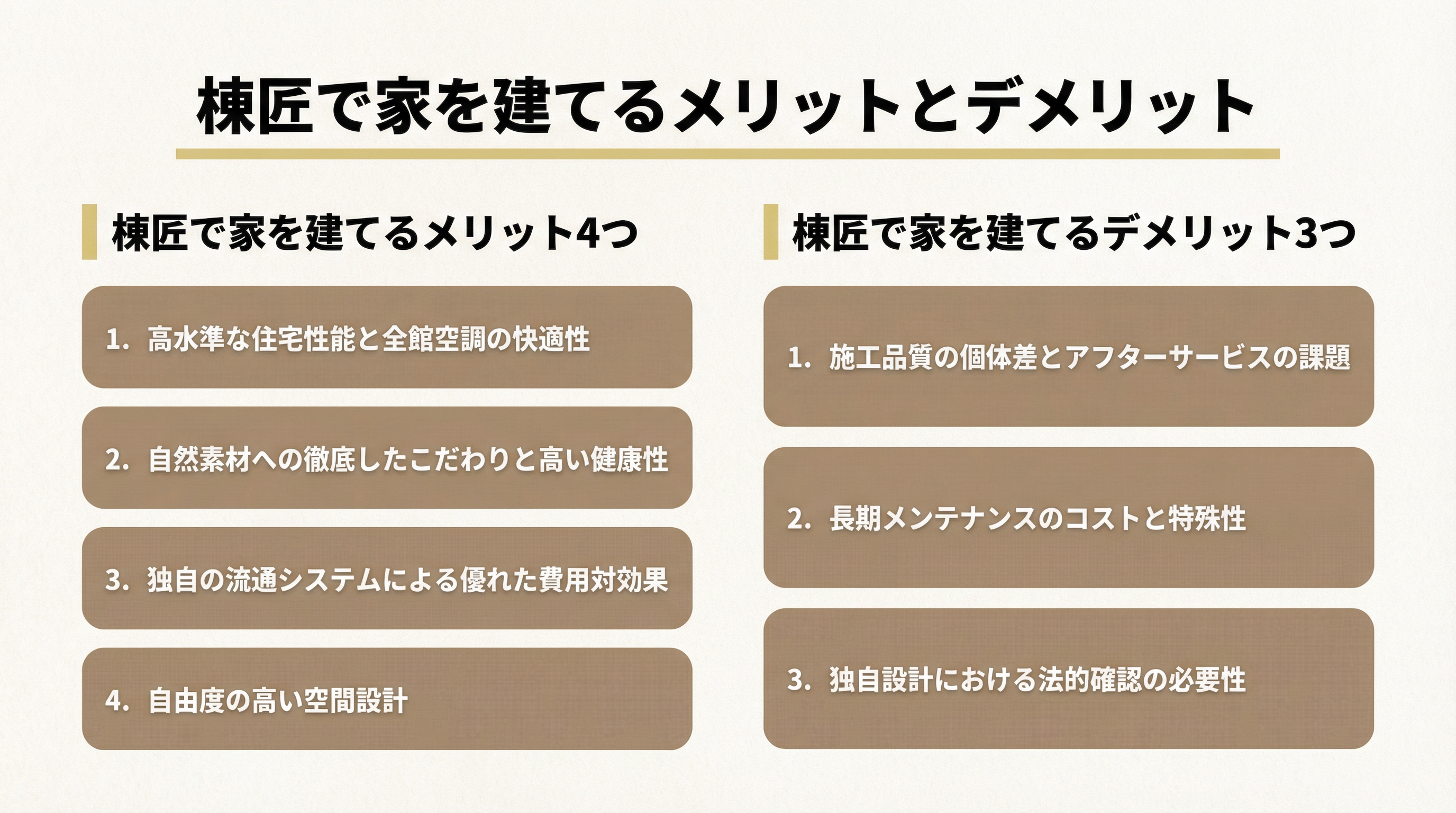 棟匠で家を建てるメリットとデメリット