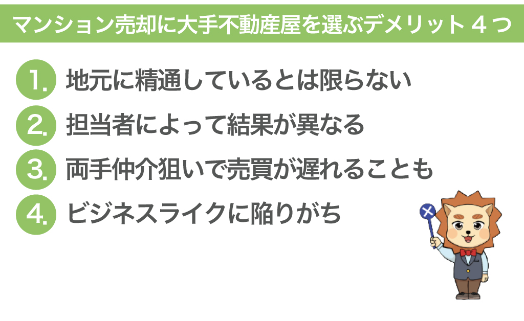 マンション売却に大手不動産屋を選ぶデメリット4つ