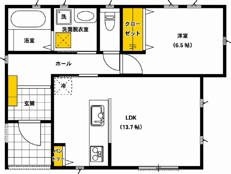 夫婦暮らしにぴったりの平屋住宅（間取り）