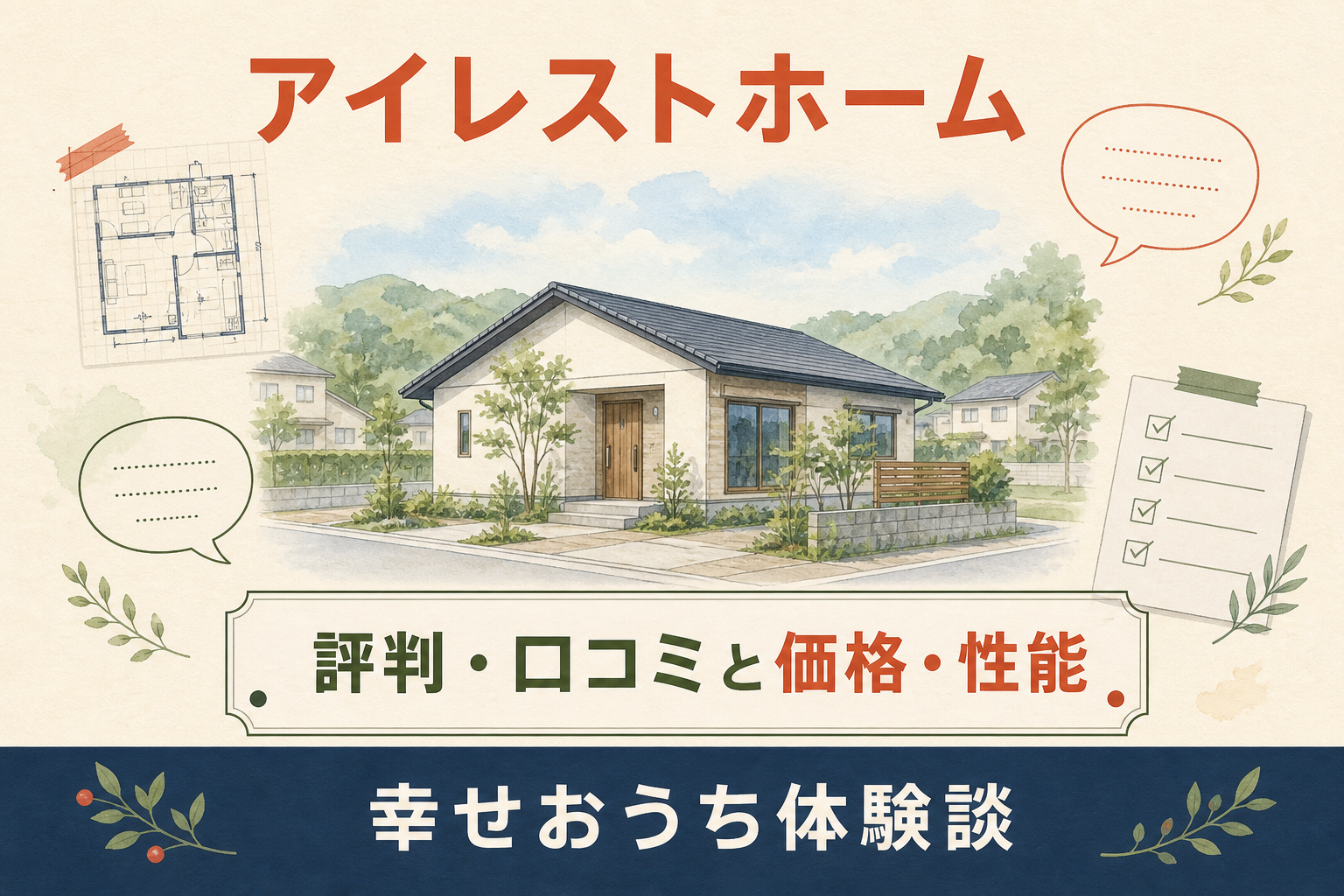 アイレストホームの評判・口コミと価格・性能を紹介する住宅イラスト