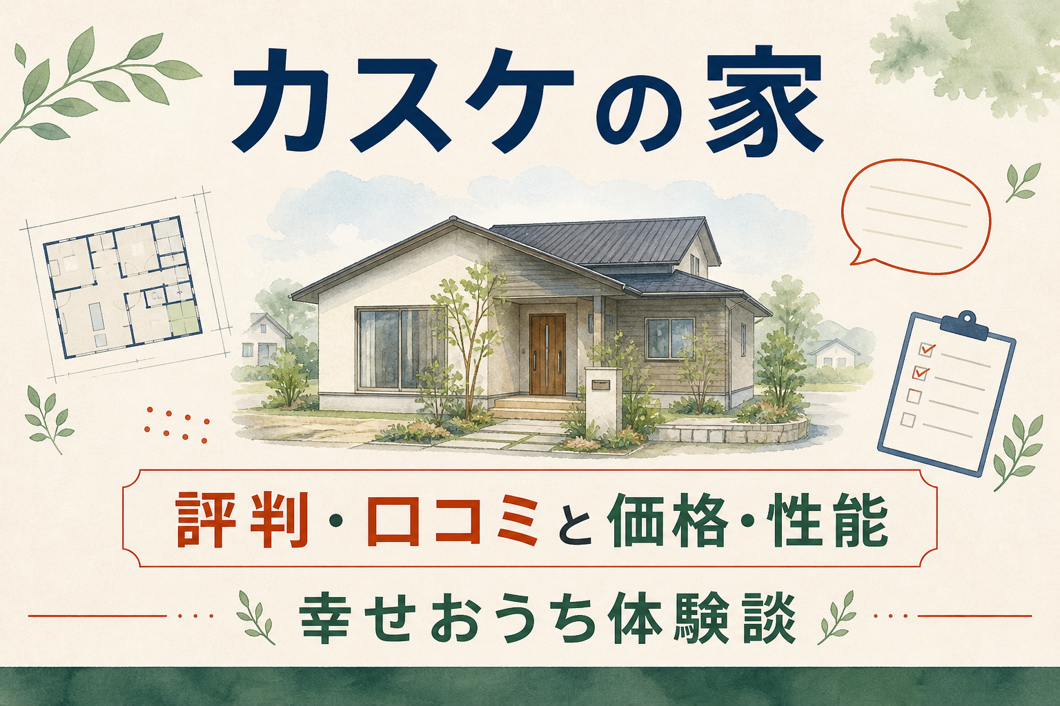 カスケの家の評判・口コミと価格・性能を紹介する住宅イラスト