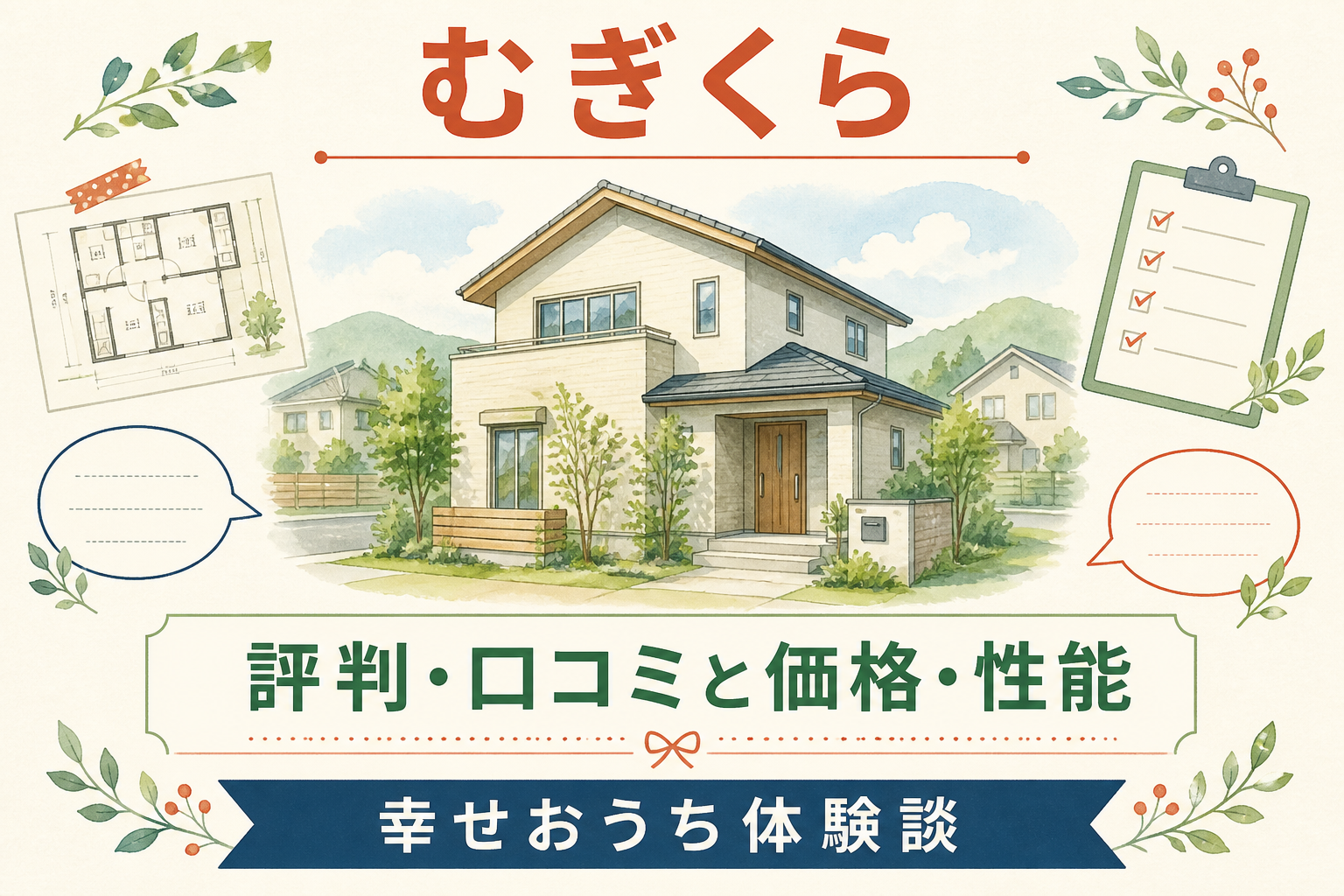 むぎくらの評判・口コミと価格・性能を紹介する住宅イラスト