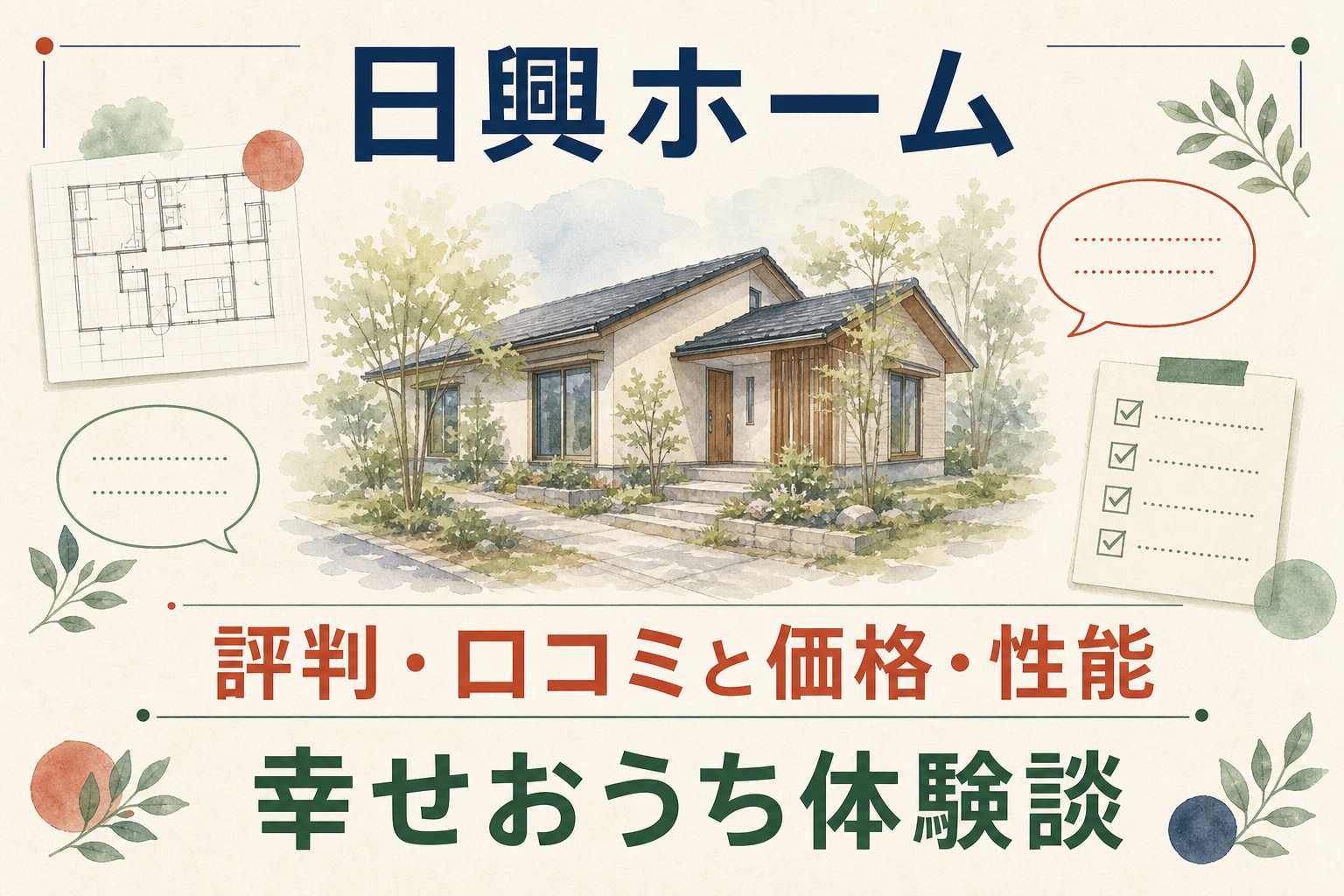 日興ホームの評判・口コミと価格・性能を紹介する住宅イラスト