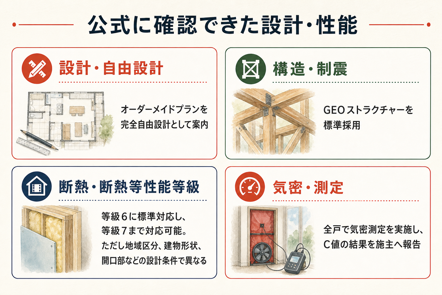 創建ホームの公式情報で確認できた設計と性能をまとめた図