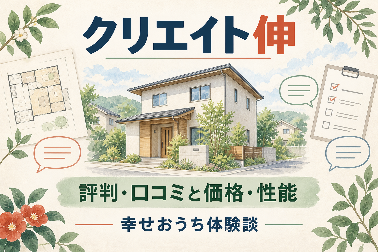 クリエイト伸の評判・口コミと価格・性能を紹介する住宅イラスト