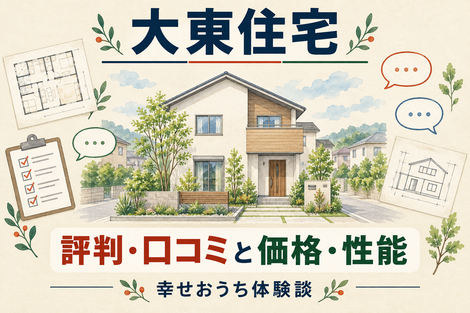 大東住宅の評判・口コミと価格・性能を紹介する住宅イラスト