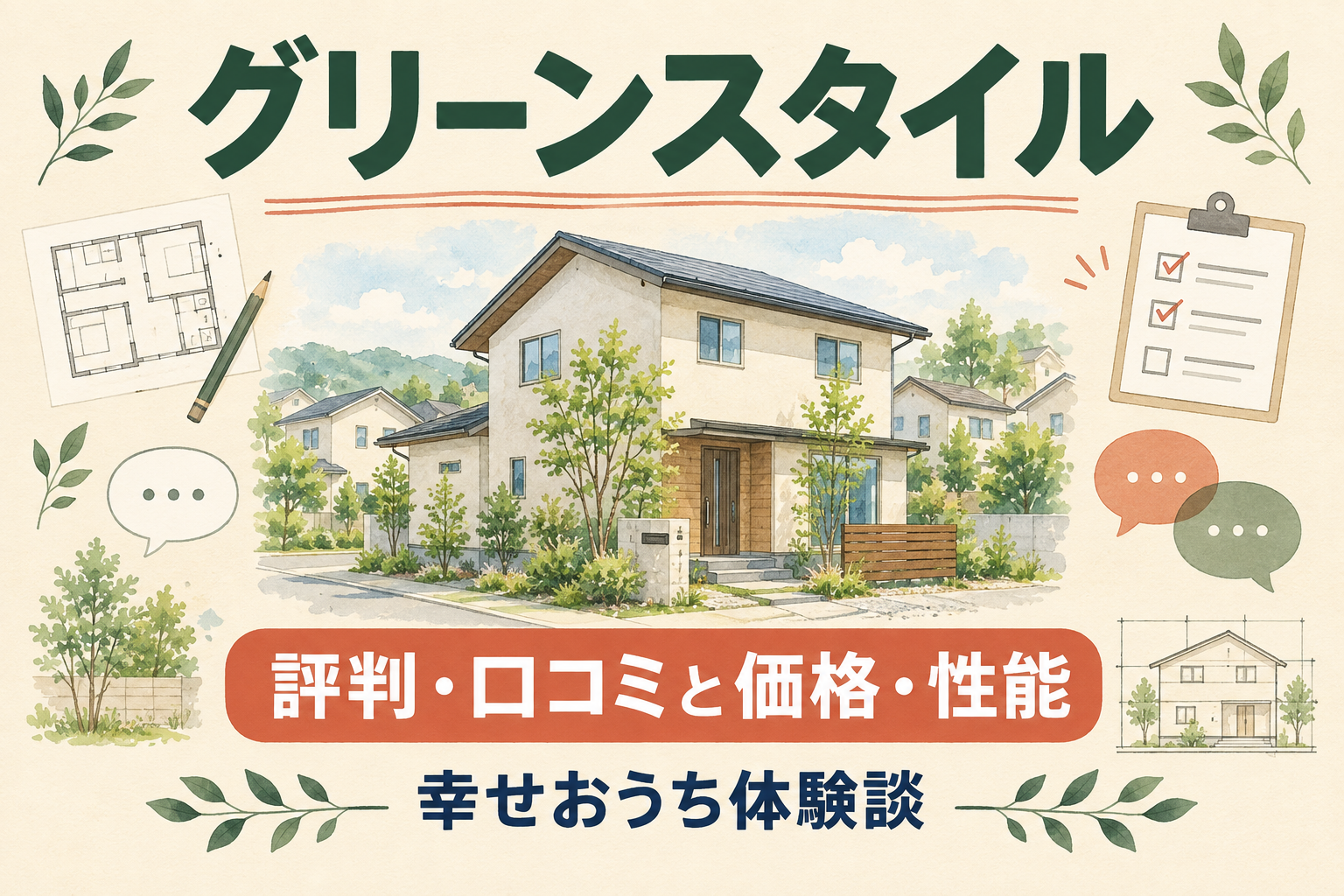 グリーンスタイルの評判・口コミと価格・性能を紹介する住宅イラスト