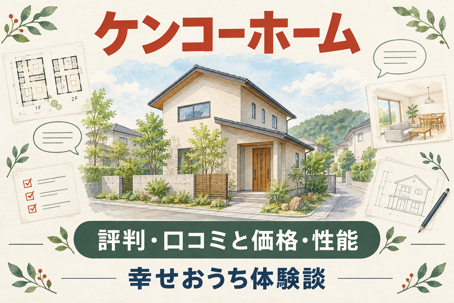 ケンコーホームの評判・口コミと価格・性能を紹介する住宅イラスト