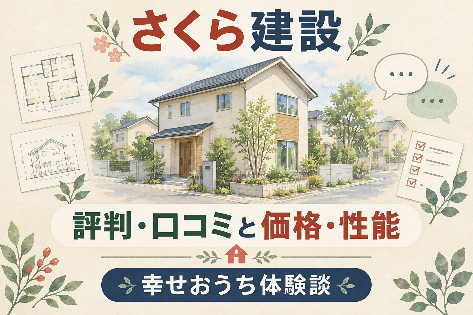 さくら建設の評判・口コミと価格・性能を紹介する住宅イラスト