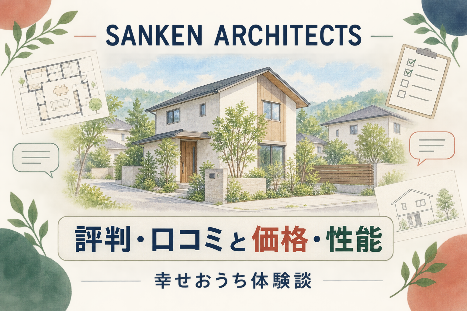 SANKEN ARCHITECTS（三建）の評判・口コミと価格・性能を紹介する住宅イラスト